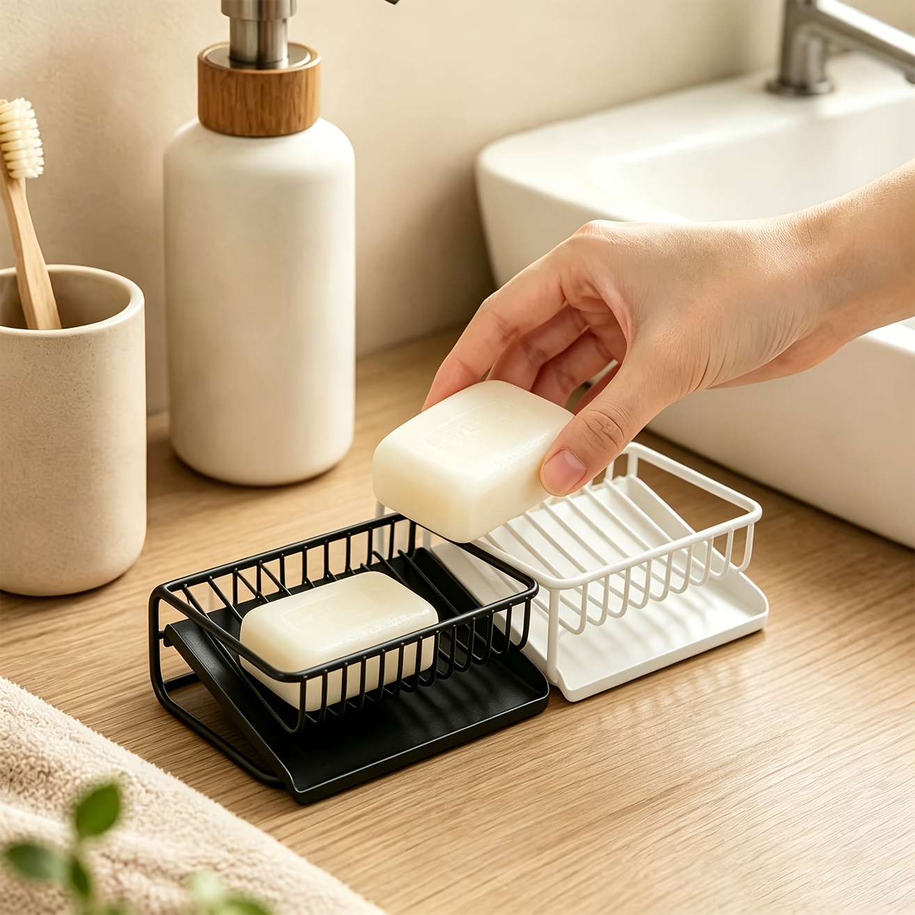 Soap Dish Draining - 1 szt. Plastikowa mydelniczka z tacką