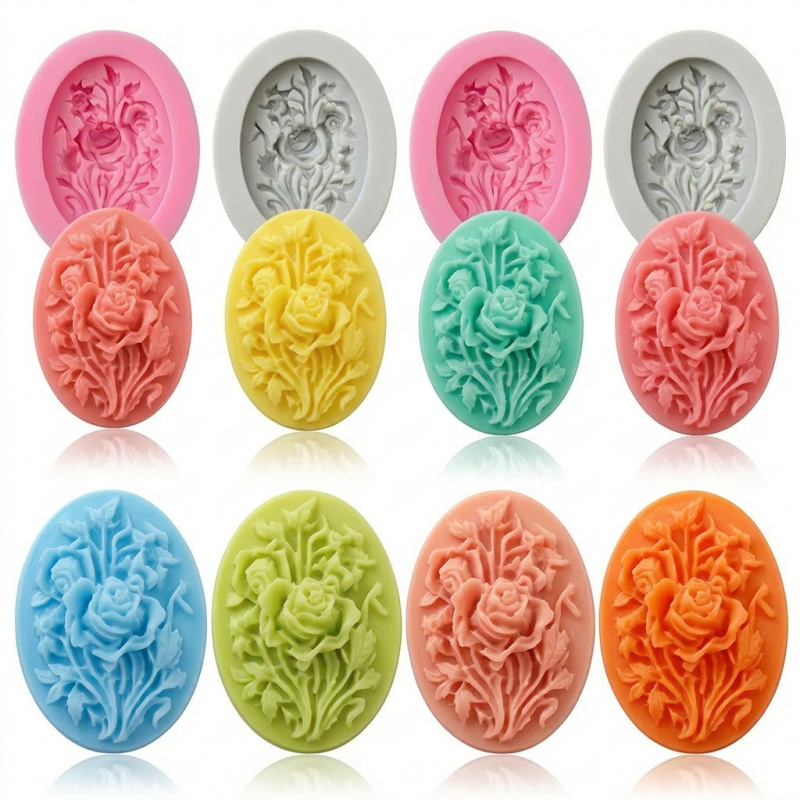 Soap Making Silicone Molds - 4 silikonowe formy w kształcie kwiatów,